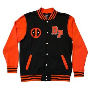 Marvel Deadpool Varsity Jacket Bioworld Black Red Letterman Merc With A Mouth L